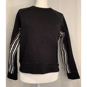 Athleta Womens Black Crew Neck Long Sleeve Sweatshirt Stripes Down Sleeves Yoga